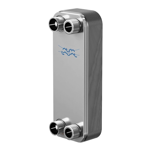 Alfa Laval 100 Stainless Steel Plate Heat Exchanger, AISI 316L, 70 Plates, Single Circuit, Solder Port 118 - ALFANOVA 27-70H-X