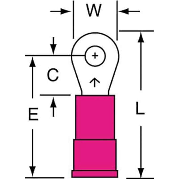 Terminal de anillo de vinilo de 22-18 AWG para #4 conector PK1000 - MV18-4R/SK