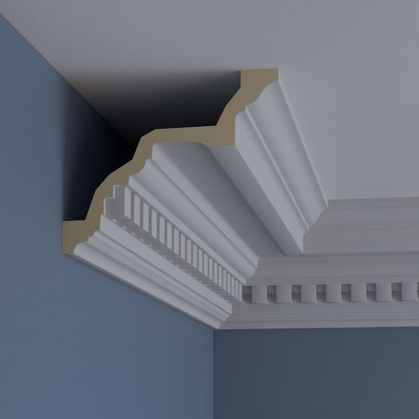 Ekena Millwork 6 3/8"H x 7 3/4"P x 9 7/8"F x 94 1/2"L Dentil Crown Moulding - MLD06X08X10DE