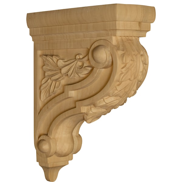 Osborne Wood Products 12 1/4 x 3 1/2 x 8 Athens Bar Corbel with Acanthus Leaves in Soft Mapl - 8025M