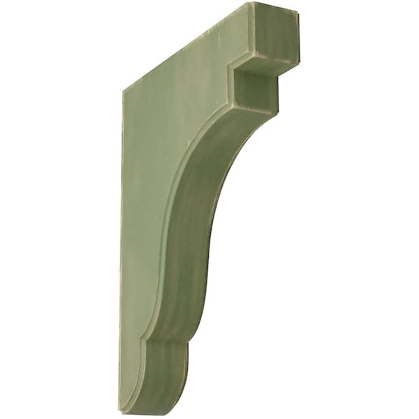 Ekena Millwork 1 3/4"W x 8 1/2"D x 11"H Bedford Wood Vintage Decor Bracket, Restoration Green - BKTWD02X09X11BEGR
