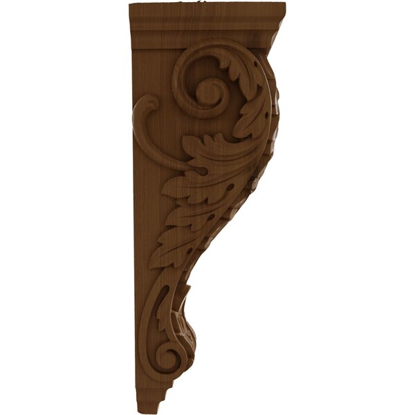 Ekena Millwork 6 1/2"W x 8"D x 22"H Small Jumbo Acanthus Wood Corbel, Cherry - CORW07X08X22ACCH