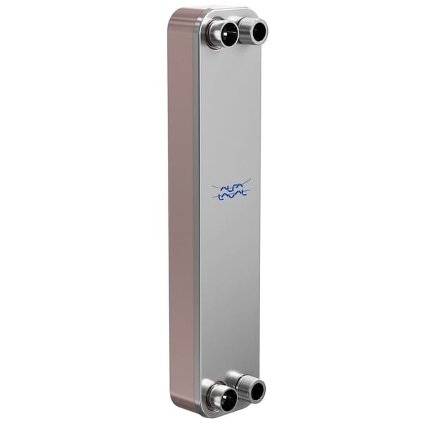 Alfa Laval Brazed Plate Heat Exchanger, AISI 316L, Stainless Steel, 62 Plates -Condenser Single Circuit 195k BTU - CBH60-62H-F
