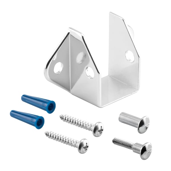 Prime-Line Headrail Bracket, For 1 in. Rails, Zinc Alloy, Chrome Plated, Fasteners (Single Pack) - 656-6473