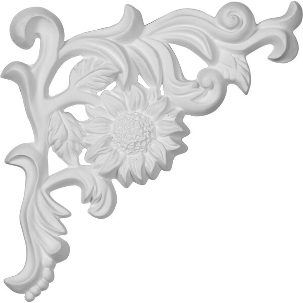 Ekena Millwork 7 7/8"W x 7 7/8"H x 3/4"P Colton Flower Onlay, Right - ONL07X07X01CO-R