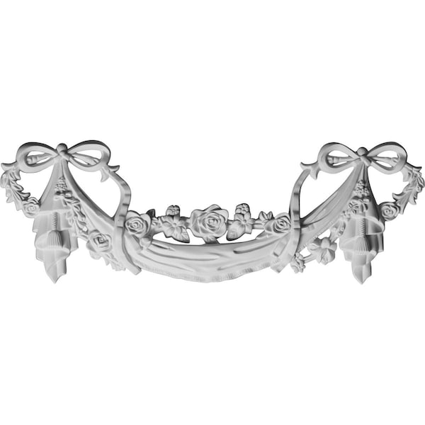 Ekena Millwork 19"W x 6 1/2"H x 1 1/8"P Bow & Flower Swag Onlay - ONL19X06BF