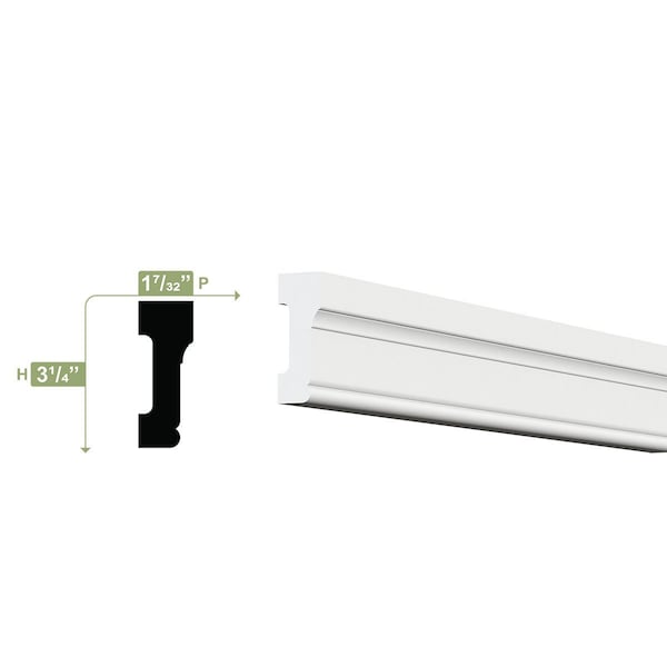 Ekena Millwork 3 1/4"H x 1 1/4"P x 96"L Williamsburg Casing Moulding, PVC - CAS03X01X96WISWPV