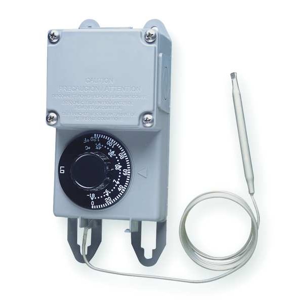 Peco Line Volt Mechanical Tstat, Open on Rise, Indoor/Outdoor, 0 Degrees to 120 Degrees F, SPDT - TRF115-005