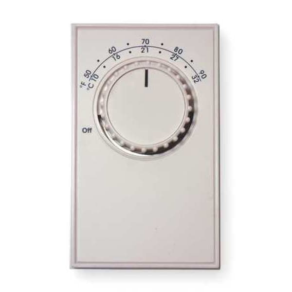 Dayton Line Volt Mechanical Tstat, Open on Rise, Vertical, 50 Degrees  to 90 Degrees F, DPST - 4PU48C
