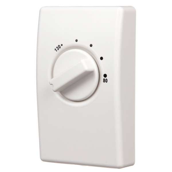 Columbus Electric Line Voltage Attic Fan Thermostat, 80 to 130 Degree Analog Dial, Cool Only, White - 1A22-7