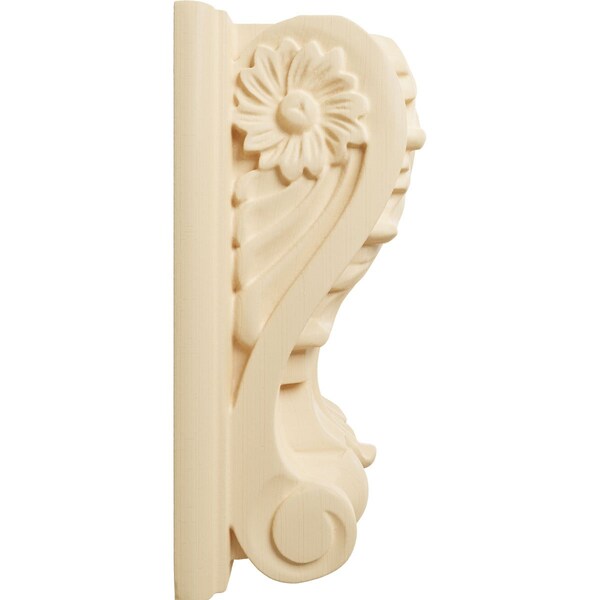 Ekena Millwork 4 1/4"W x 2 1/2"D x 5 1/2"H Medium Acanthus Block w/ Backplate Wood Corbel, Maple - CORW04X03X06ABMA