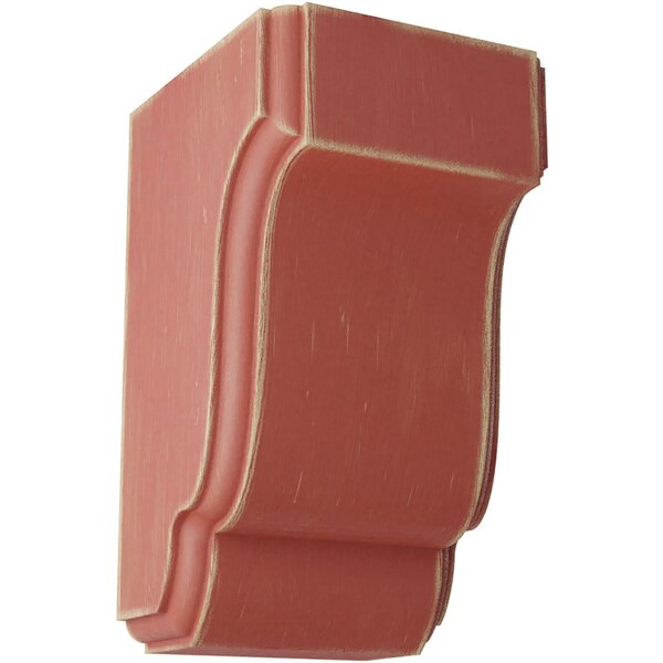 Ekena Millwork 2 1/2"W x 2 3/4"D x 4 1/2"H Capistrano Mission Wood Vintage Decor Corbel, Salvage Red - CORWD02X02X04CPRD