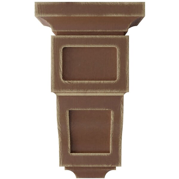 Ekena Millwork 3 1/2"W x 3 3/4"D x 6"H Mini Reyes Wood Vintage Decor Corbel, Weathered Brown - CORWD03X03X06RYBR