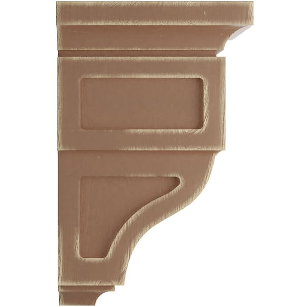 Ekena Millwork 3 1/2"W x 3 3/4"D x 6"H Mini Reyes Wood Vintage Decor Corbel, Weathered Brown - CORWD03X03X06RYBR