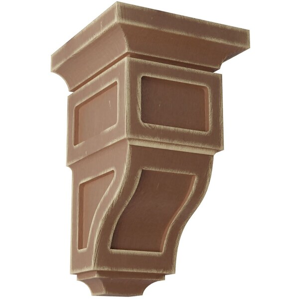 Ekena Millwork 3 1/2"W x 3 3/4"D x 6"H Mini Reyes Wood Vintage Decor Corbel, Weathered Brown - CORWD03X03X06RYBR