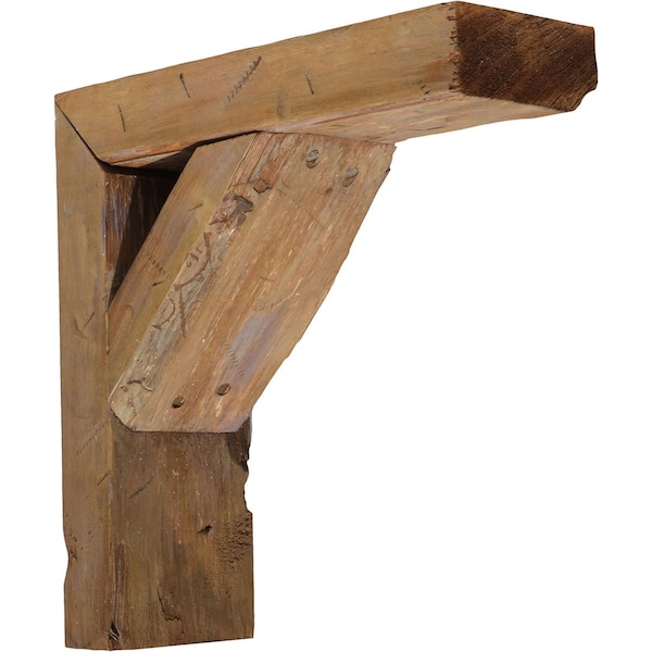 Ekena Millwork 3 1/2"W x 12"D x 16"H Vintage Farmhouse Bracket, Barnwood Decor Collection, Weathered Brown - BKTB03X12X16TRBR