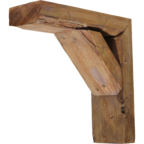 Ekena Millwork 3 1/2"W x 12"D x 16"H Vintage Farmhouse Bracket, Barnwood Decor Collection, Weathered Brown - BKTB03X12X16TRBR