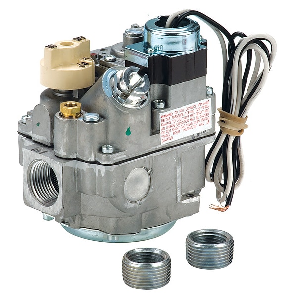 Robertshaw Gas Valve, Natural Gas, Standing Pilot, 120 V, 3.5 in wc, Fast Opening, 0.034 A, 3/4 in Inlet Size - 700-454