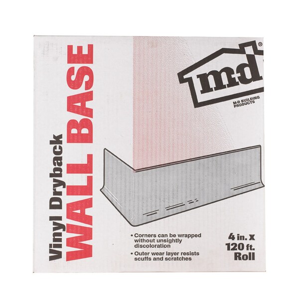 M-D Building Products M-D Building Products 4 in. H X 0.08 in. W X 120 ft. L Dry Back Snow White Vinyl Wall Base - 75507