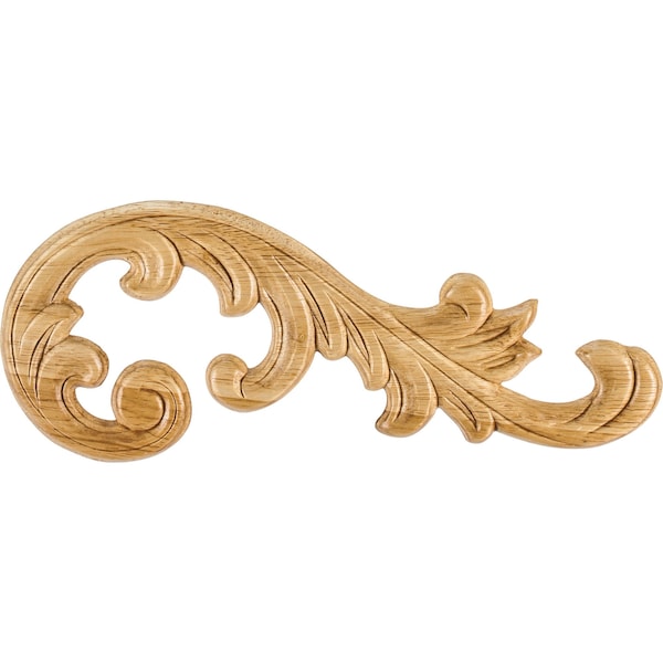 Hardware Resources 10-5/8" Wx5/16"Dx4-3/8"H Right Pressed Rubberwood Acanthus Appliqué - PAPL-11-RRW