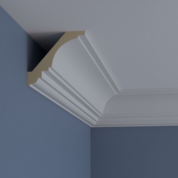 Ekena Millwork 3 1/8"H x 3 1/8"P x 5"F x 94 1/2"L Ashford Smooth Crown Moulding - MLD03X03X06AS