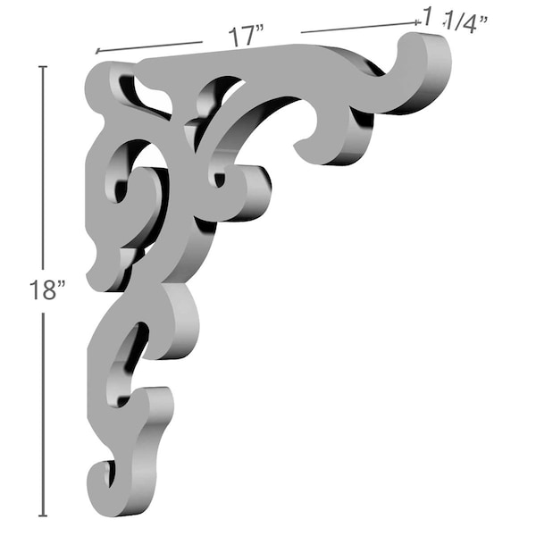 Ekena Millwork 1 1/4"W x 17"D x 18"H Ashford Bracket - BKT18X17X01AS