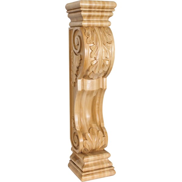 Hardware Resources 8" Wx8"Dx36"H Rubberwood Acanthus Fireplace Corbel - FCORB-RW