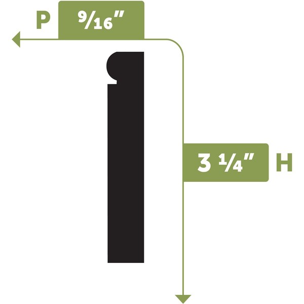 Ekena Millwork WM753 - 3 1/4"H x 9/16"D x 144"L Baseboard Flexible Moulding - BBDFWM753X144