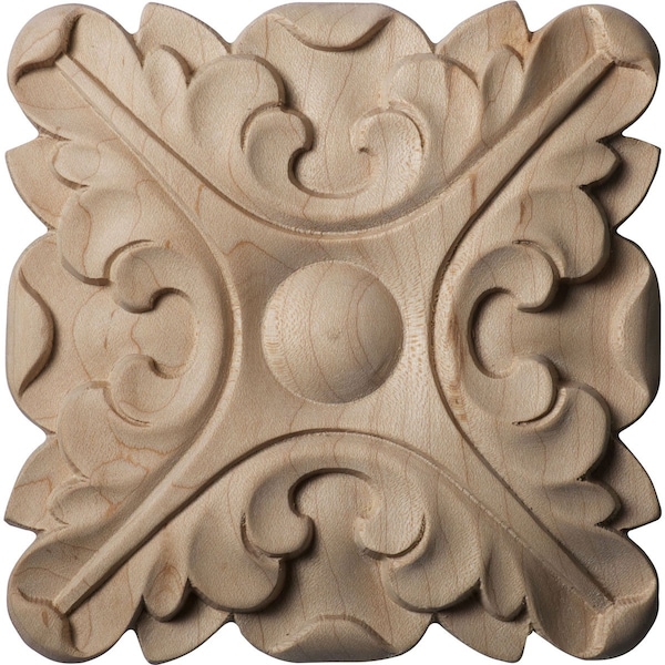 Ekena Millwork 5"W x 5"H x 3/4"P Acanthus Square Rosette, Cherry - ROS05X05ACCH