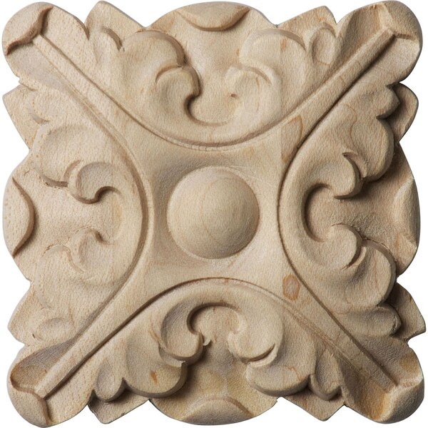 Ekena Millwork 2 3/4"W x 2 3/4"H x 1/2"P Acanthus Square Rosette, Cherry - ROS02X02ACCH