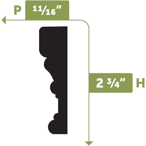 Ekena Millwork TMMH - 2 3/4"H x 11/16"D x 144"L Casing Flexible Moulding - CASFTMMHX144