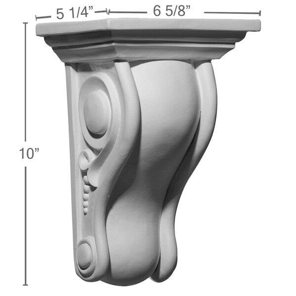 Ekena Millwork 6 5/8"W x 5 1/4"D x 10"H Holmdel Smooth Scroll Corbel - COR06X05X10HO