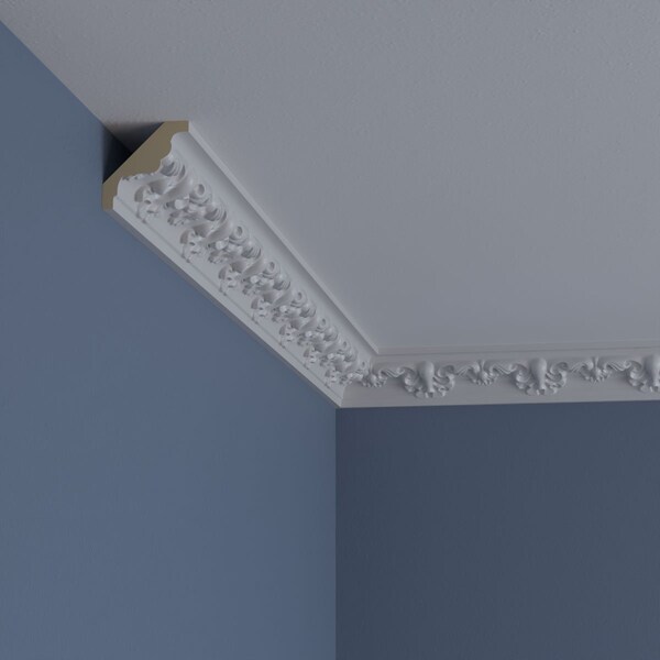 Ekena Millwork 2"H x 2"P x 2 7/8"F x 94 1/2"L, (4 1/4" Repeat) Hampshire Crown Moulding - MLD02X02X03HA