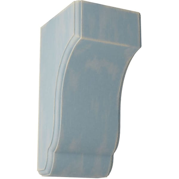 Ekena Millwork 4 3/4"W x 5 1/2"D x 10"H Capistrano Mission Wood Vintage Decor Corbel, Driftwood Blue - CORWD04X05X10CPBU
