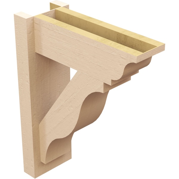 Ekena Millwork 6-in W x 16-in D x 20-in H Funston Trad Rough Cedar Woodgrain TimberThane Outlooker, Primed Tan - OUTUR060X16X20FST04RCPR