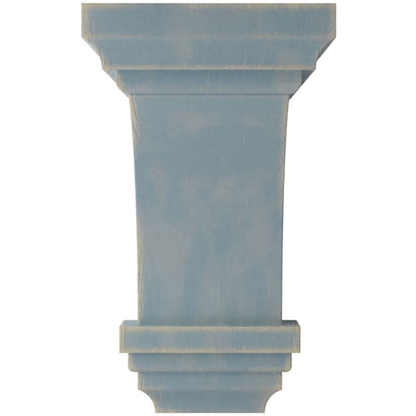 Ekena Millwork 3 1/2"W x 3 3/4"D x 6"H Mini Jefferson Wood Vintage Decor Corbel, Driftwood Blue - CORWD03X03X06JEBU