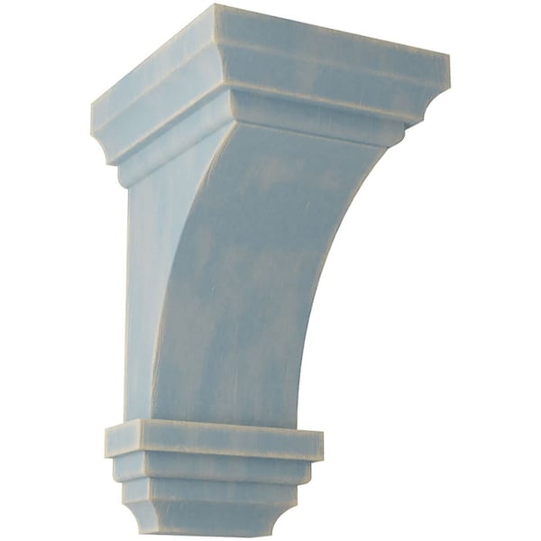 Ekena Millwork 3 1/2"W x 3 3/4"D x 6"H Mini Jefferson Wood Vintage Decor Corbel, Driftwood Blue - CORWD03X03X06JEBU