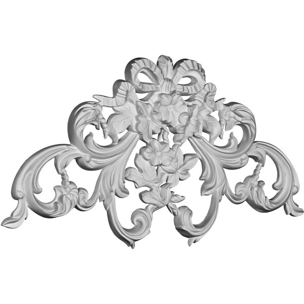 Ekena Millwork 22 1/8"W x 12"H x 1 1/8"P Rose & Ribbon Center Onlay - ONL22X12X01RO