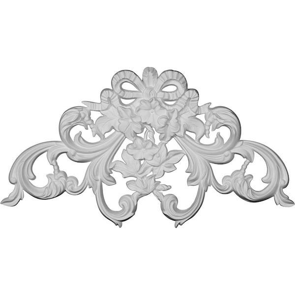 Ekena Millwork 22 1/8"W x 12"H x 1 1/8"P Rose & Ribbon Center Onlay - ONL22X12X01RO