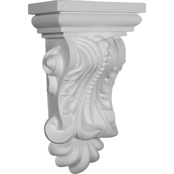 Ekena Millwork 7 7/8"W x 5 1/8"D x 13 3/8"H Beaded with Leaves Corbel - COR07X05X13BE