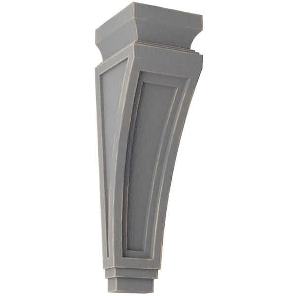 Ekena Millwork 3 7/8"W x 4 1/2"D x 14"H Arts and Crafts Wood Vintage Decor Corbel, Pebble Grey - CORWD03X04X14ARPG