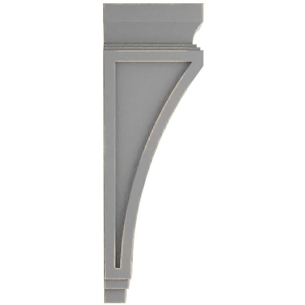 Ekena Millwork 3 7/8"W x 4 1/2"D x 14"H Arts and Crafts Wood Vintage Decor Corbel, Pebble Grey - CORWD03X04X14ARPG