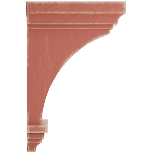 Ekena Millwork 7"W x 7 3/4"D x 14"H Jumbo Jefferson Wood Vintage Decor Corbel, Salvage Red - CORWD07X07X14JERD