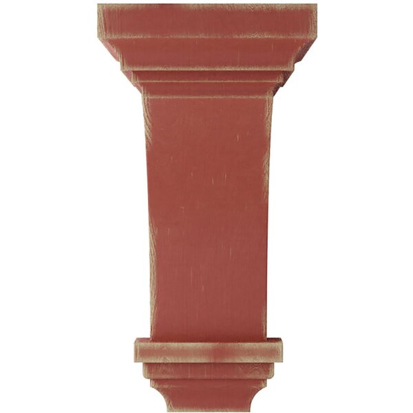 Ekena Millwork 7"W x 7 3/4"D x 14"H Jumbo Jefferson Wood Vintage Decor Corbel, Salvage Red - CORWD07X07X14JERD