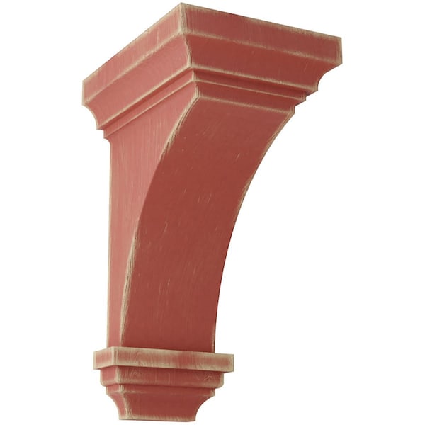 Ekena Millwork 7"W x 7 3/4"D x 14"H Jumbo Jefferson Wood Vintage Decor Corbel, Salvage Red - CORWD07X07X14JERD