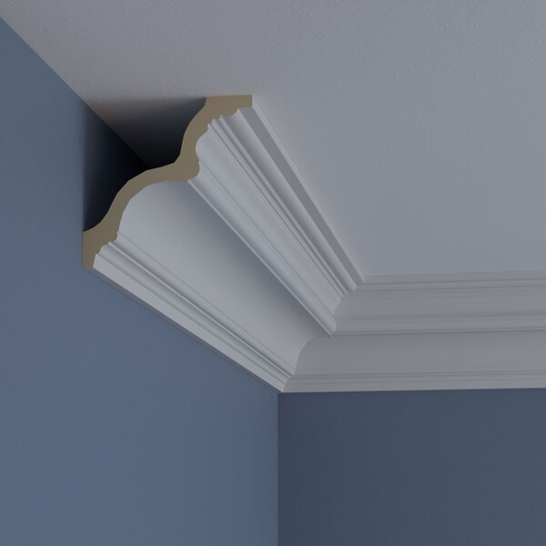Ekena Millwork 3 7/8"H x 3 7/8"P x 5 1/2"F x 94 1/2"L Foster Traditional Smooth Crown Moulding - MLD03X03X05FO