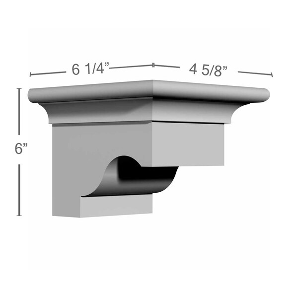 Ekena Millwork Endurathane Dublin Bracket, 6"W x 6 1/4"D x 4 5/8"H, Factory Primed - BKT06X05X04WA