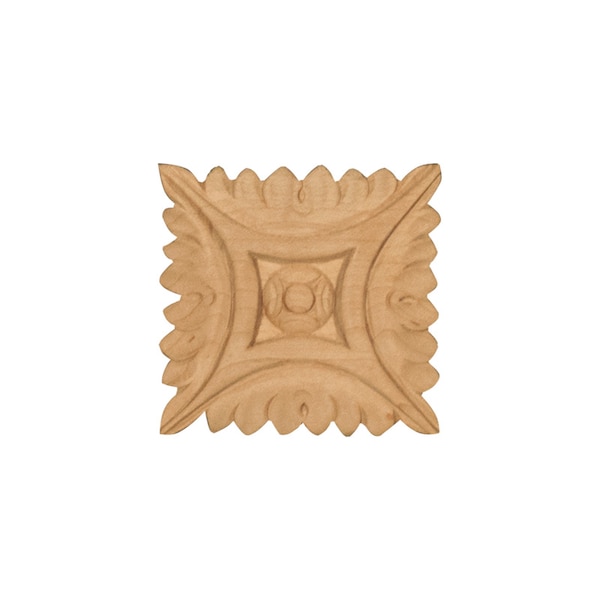 Osborne Wood Products 2 3/4 x 2 3/4 x 3/8 Medium Square Rosettes in Rubberwood (p - 891841RW