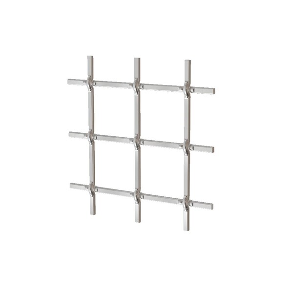Designs Of Distinction .75in Multi-Crimp Single Square Decorative Grille - Satin Nickel, 24in W x 36in L Sheet - 01SQ2436332PSN1