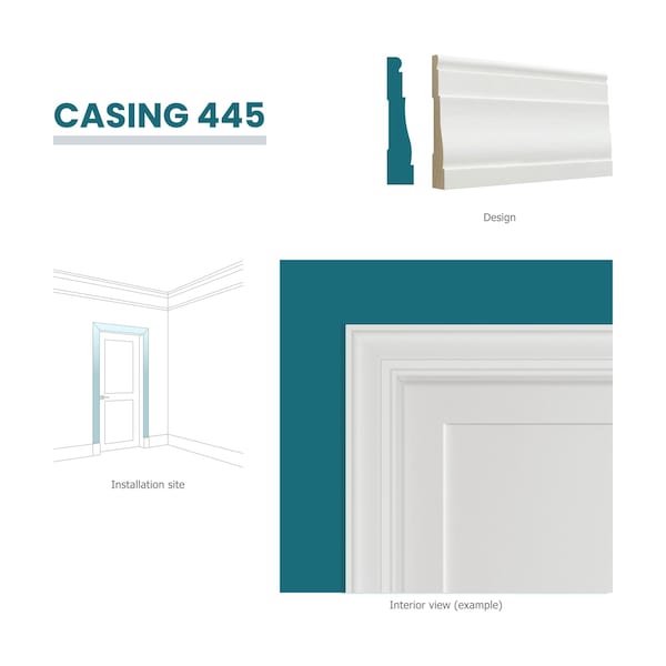 Reso Radiata pine, White, 85 in L, 0.68 in H, 3.25 in W, Primed - RMC-445-85-20